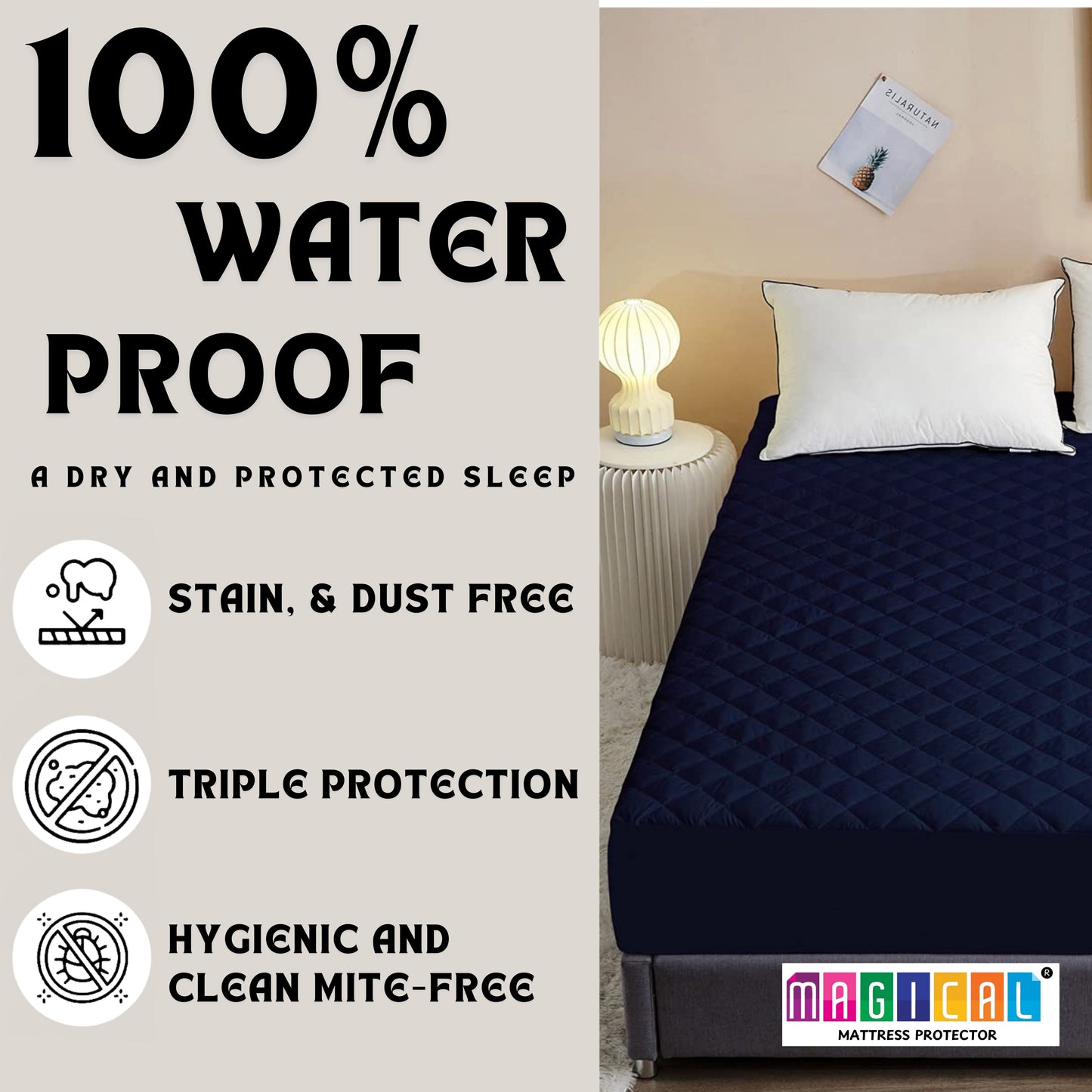 Bed Cover Quilted Navy Blue King