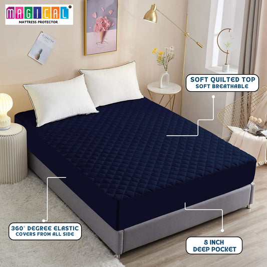 Bed Cover Quilted Navy Blue King