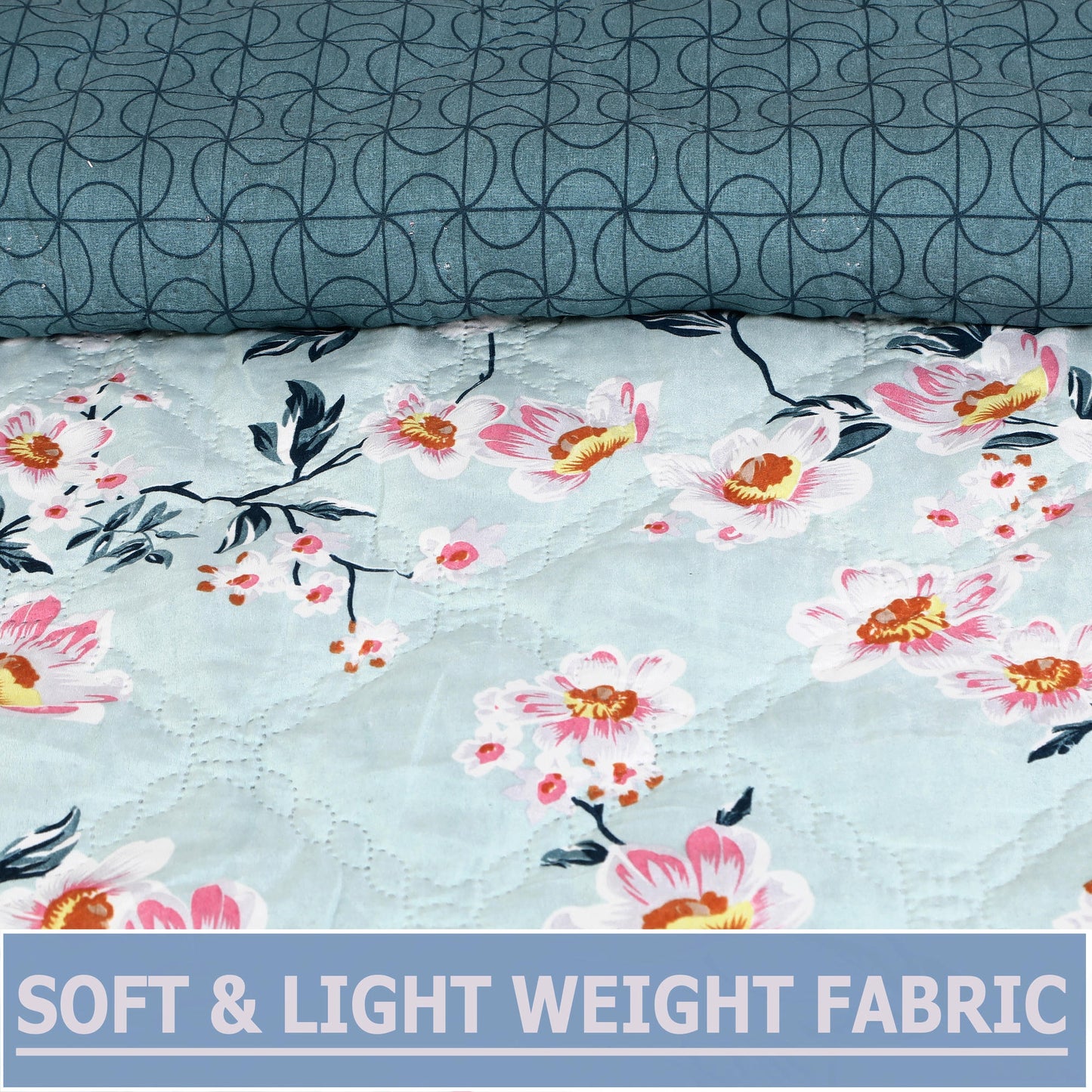 Premium Reversible Comforter for AC | Soft, Breathable & Fade-Resistant Bedding Set Pastel Flower