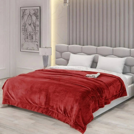 Sherpa Maroon & White Blanket