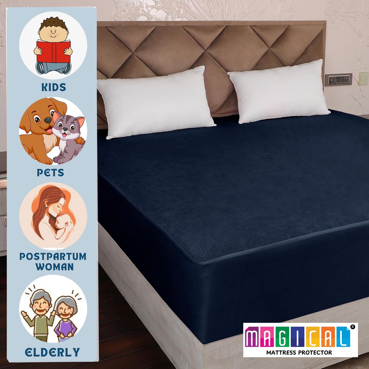 100% Waterproof Mattress Protector | Fitted Elastic Bed Cover with Deep Pocket – Soft, Breathable & Dustproof