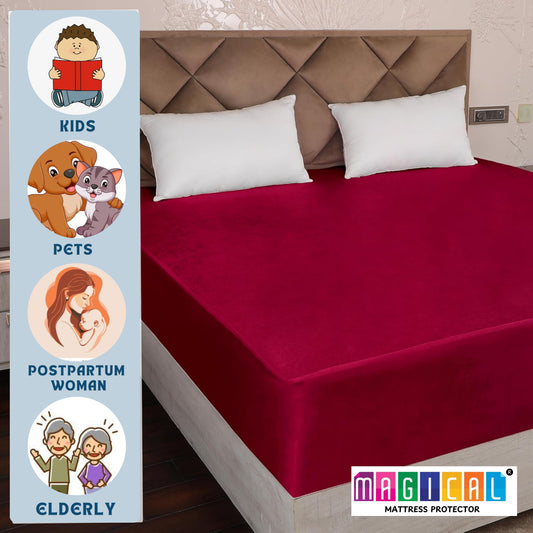 Bed Cover Maroon King Mattress Protector