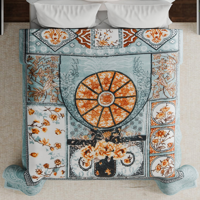 Luxury Modern Printed King Blanket 2.5 kg (Pista Green)