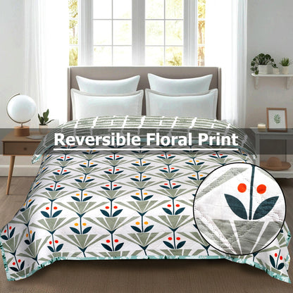 Premium Reversible Comforter for AC | Soft, Breathable & Fade-Resistant Bedding Set Green Leaf