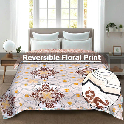 Premium Reversible Comforter for AC | Soft, Breathable & Fade-Resistant Bedding Set Beige Brown Royal Print