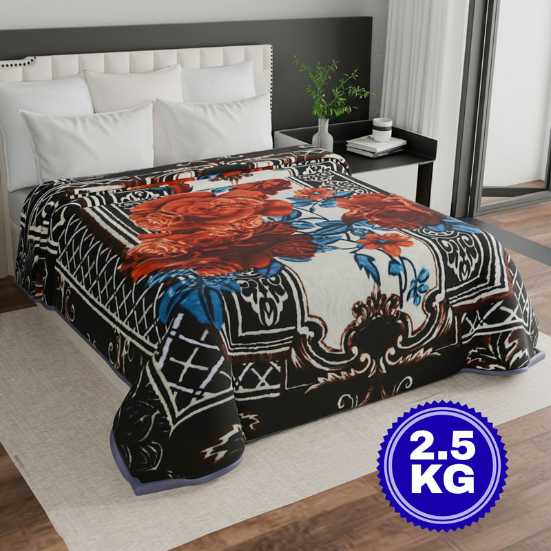 Luxury Modern Printed King Blanket 2.5 kg (Premium Black)