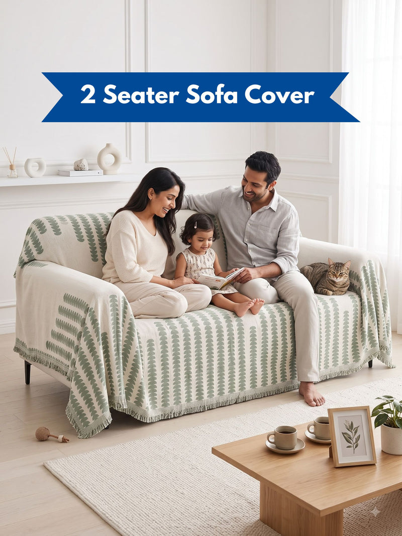 Luxury Modern Jacquard 2-Seater Sofa Protector Throw | Dust & Pet-Proof Loveseat Couch Cover