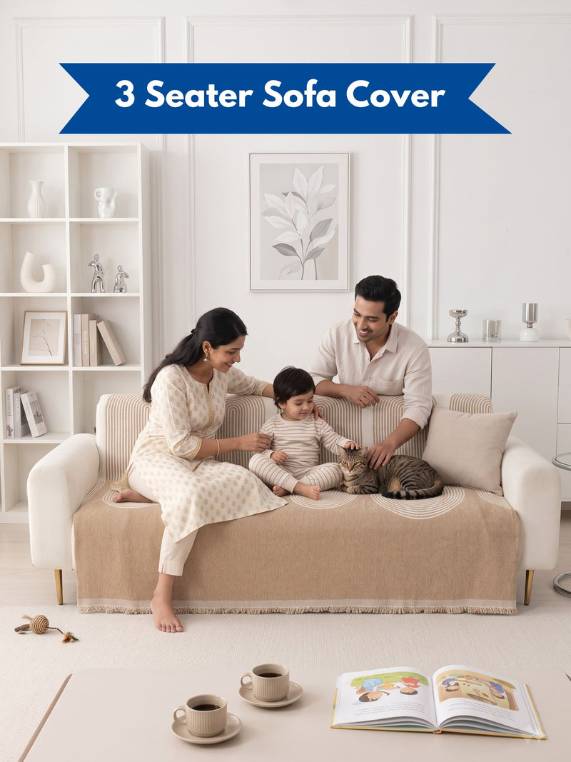Luxury Aesthetic Boho Arch 3-Seater Sofa Runner Throw | Dust & Stain-Proof Couch Protector