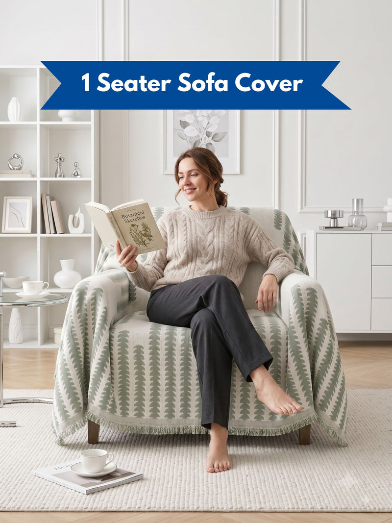 Luxury Modern Jacquard 1-Seater Sofa Protector Throw | Dust & Pet-Proof Single Armchair Cover