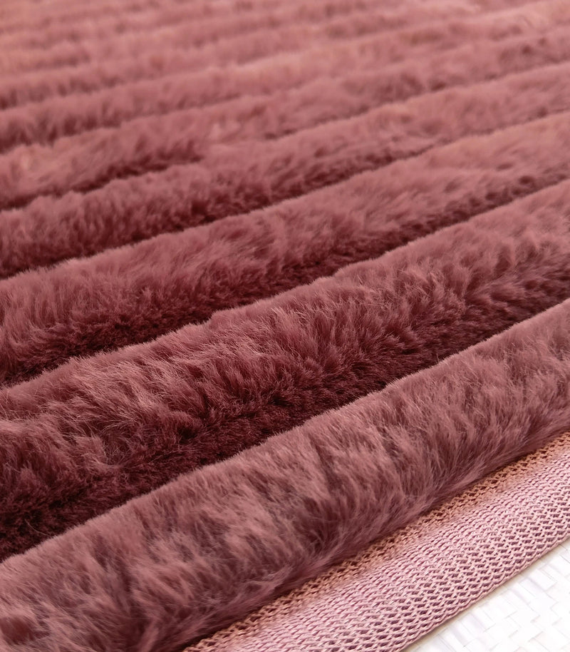 MAGICAL Premium Faux Rabbit Fur Bedside Bed Runner (Peach)