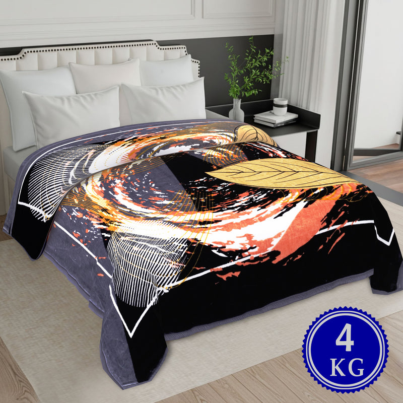 Luxury Modern Printed King Blanket 4 kg Double Layer (Multi-Color)