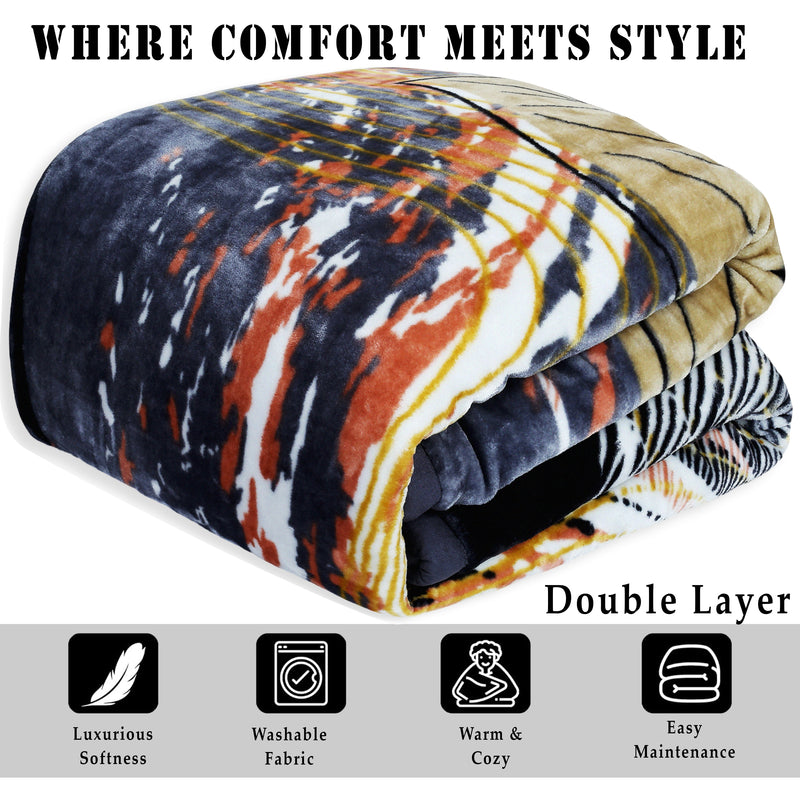 Luxury Modern Printed King Blanket 4 kg Double Layer (Multi-Color)