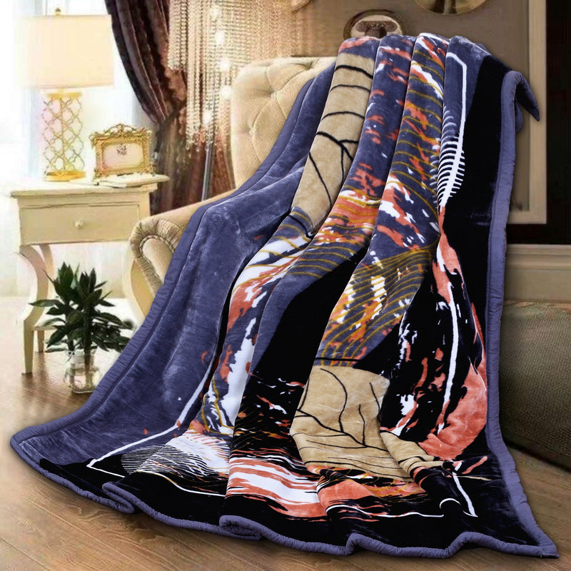 Luxury Modern Printed King Blanket 4 kg Double Layer (Multi-Color)