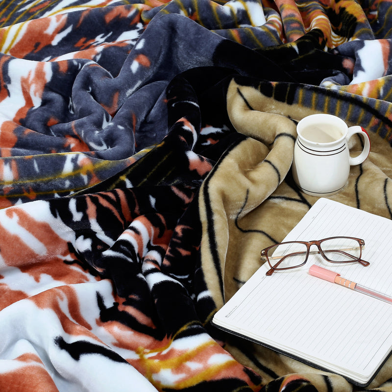 Luxury Modern Printed King Blanket 4 kg Double Layer (Multi-Color)