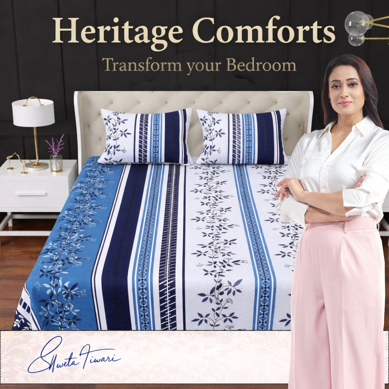 MAGICAL 240 TC King Size Cotton Flat Bedsheet with 2 Pillow Covers (Multicolor)