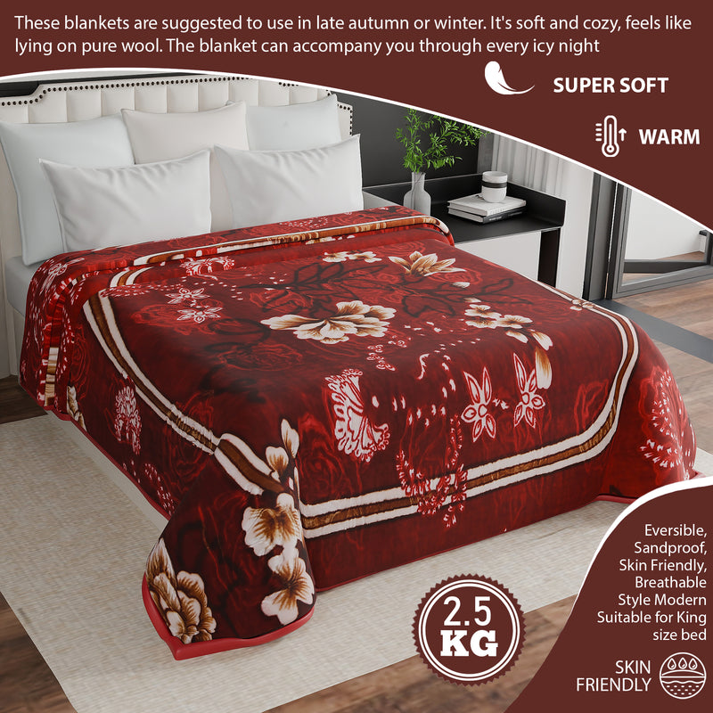 Luxury Modern Printed King Blanket 2.5 kg (Red)