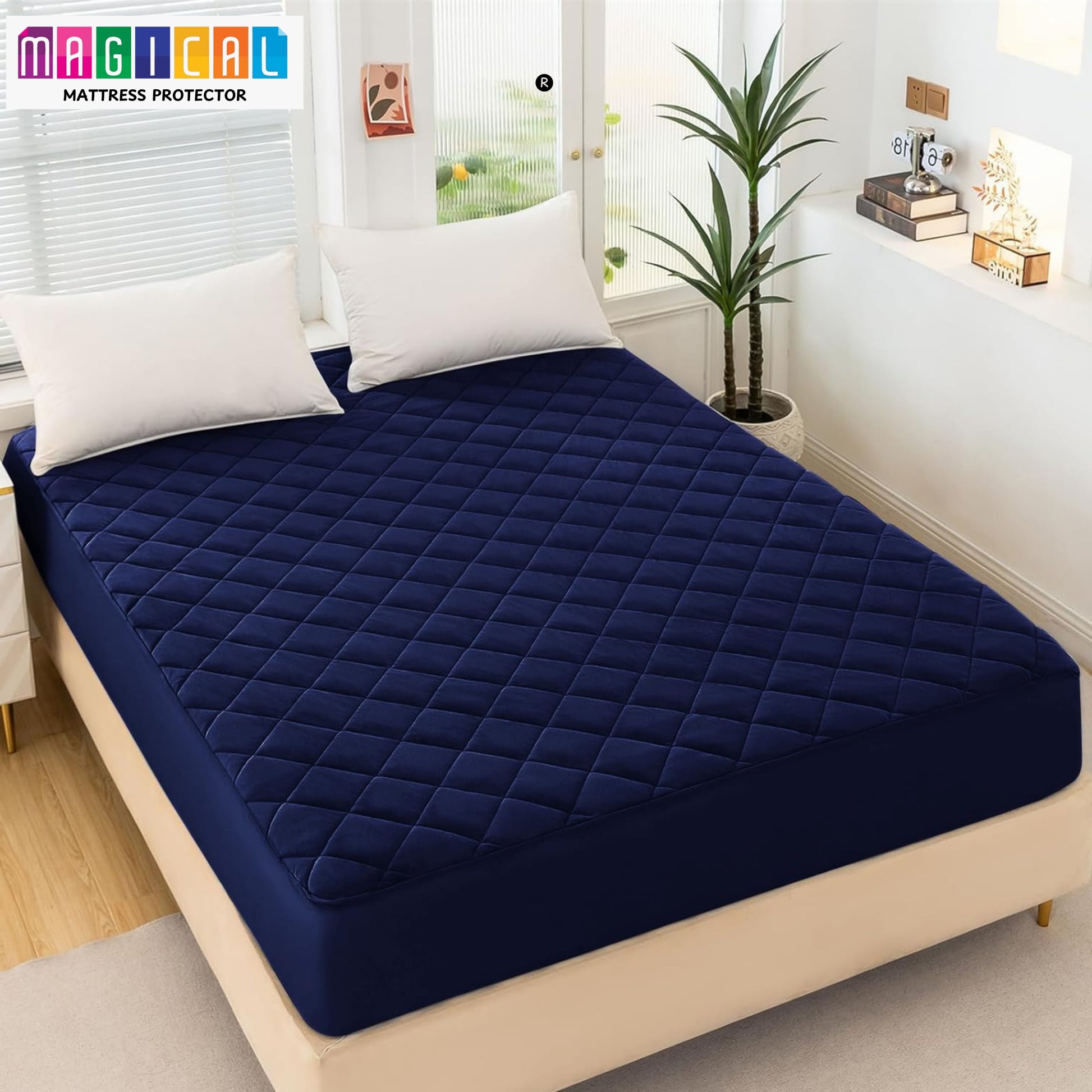 Bed Cover Quilted Navy Blue King