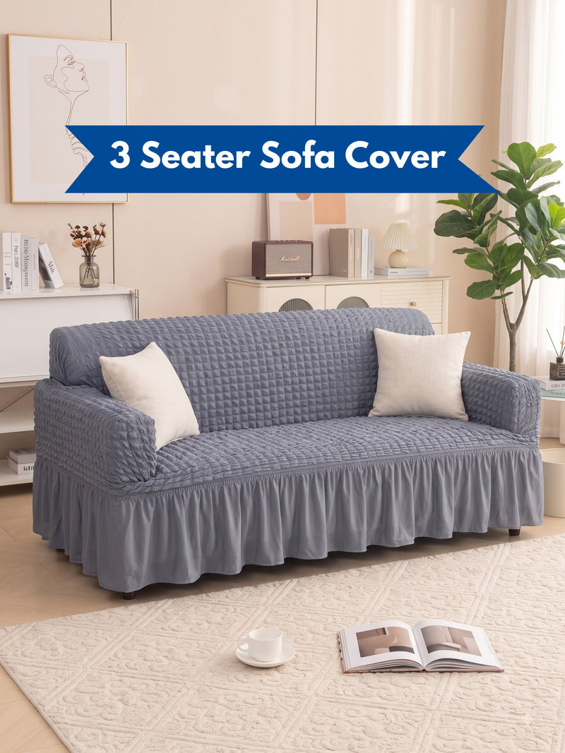 Dark Grey 3 Seater Stretchable Sofa Cover | Premium Fitted Sofa Cover | Magic In Home