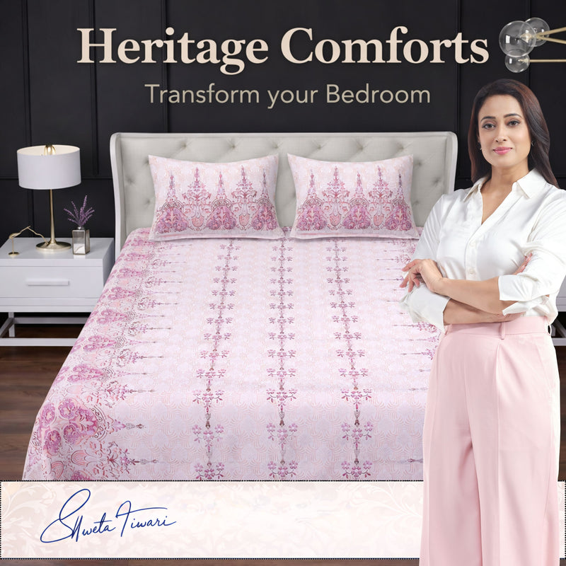 MAGICAL 240 TC King Size Cotton Flat Bedsheet with 2 Pillow Covers (Multicolor)
