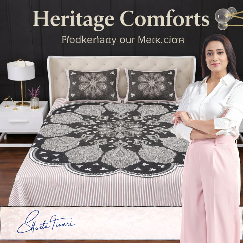 MAGICAL 240 TC King Size Cotton Flat Bedsheet with 2 Pillow Covers (Multicolor)