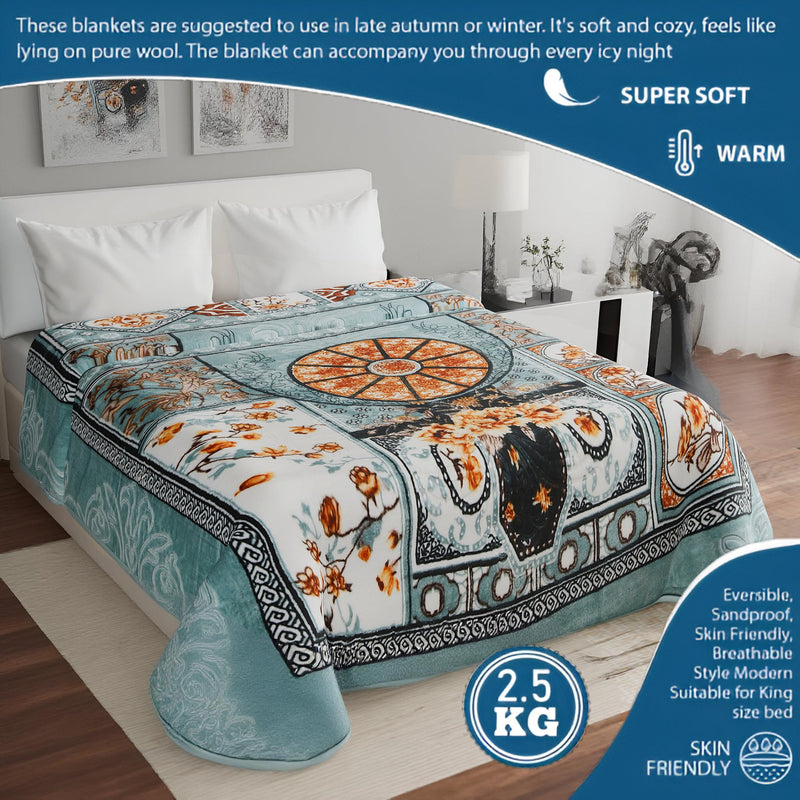Luxury Modern Printed King Blanket 2.5 kg (Pista Green)