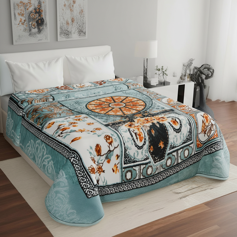 Luxury Modern Printed King Blanket 2.5 kg (Pista Green)