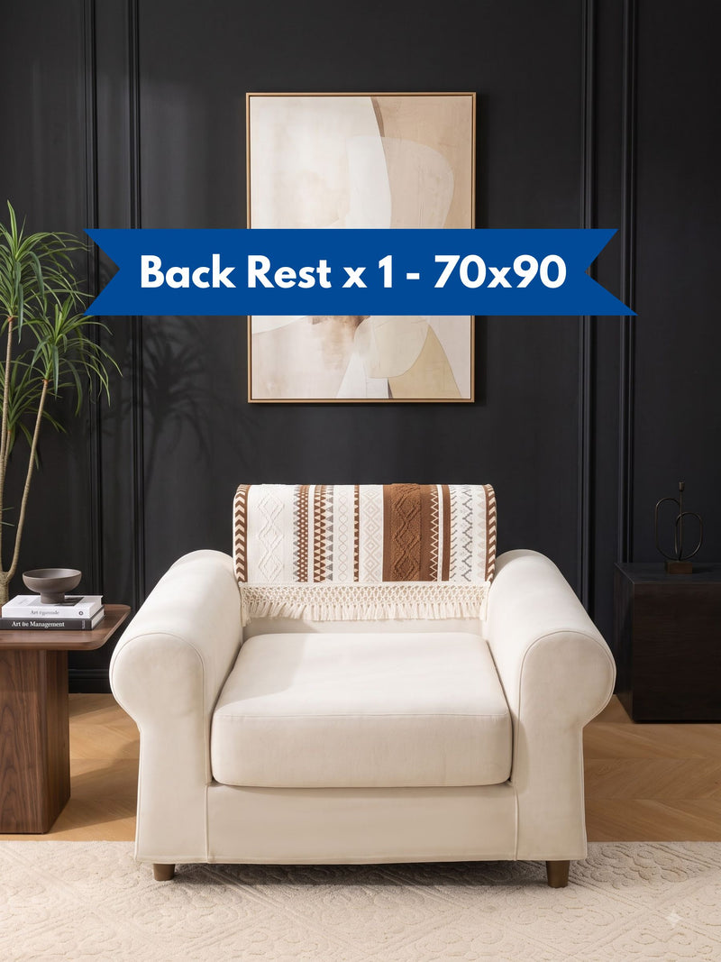 Premium Bohemian Sofa Backrest Cover Mat with Fringe - 1 Pc (70 x 90 cm)