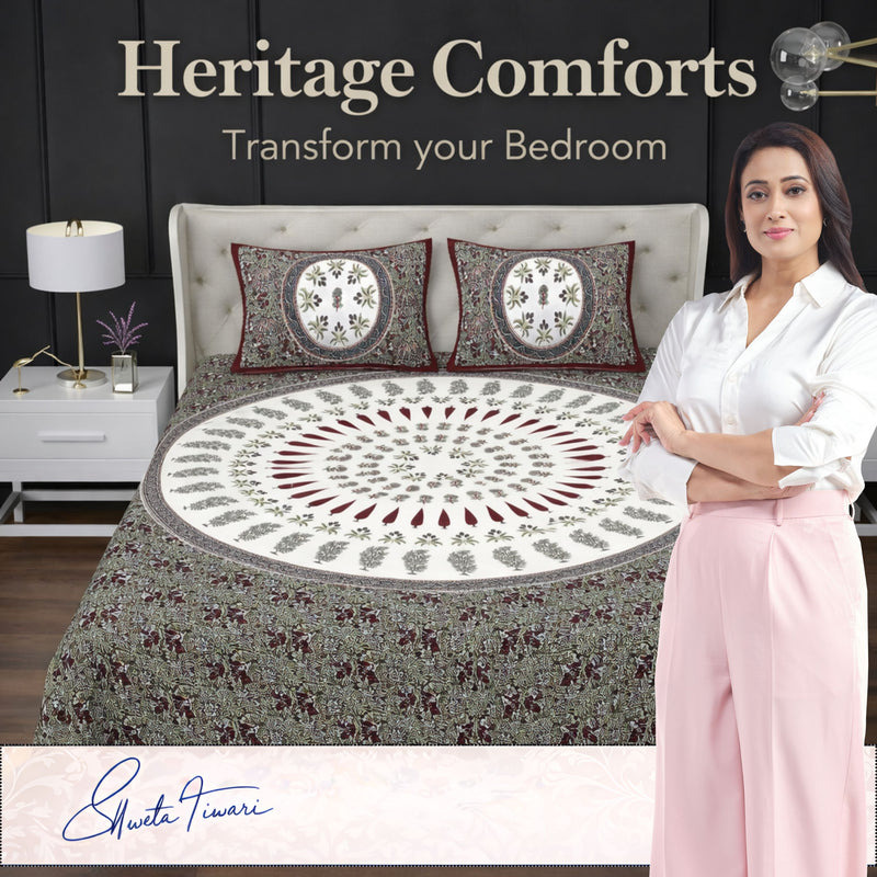 MAGICAL 240 TC King Size Cotton Flat Bedsheet with 2 Pillow Covers (Multicolor) (Copy)