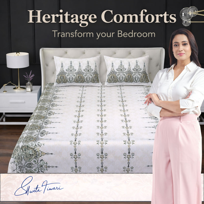 MAGICAL 240 TC King Size Cotton Flat Bedsheet with 2 Pillow Covers (Multicolor)