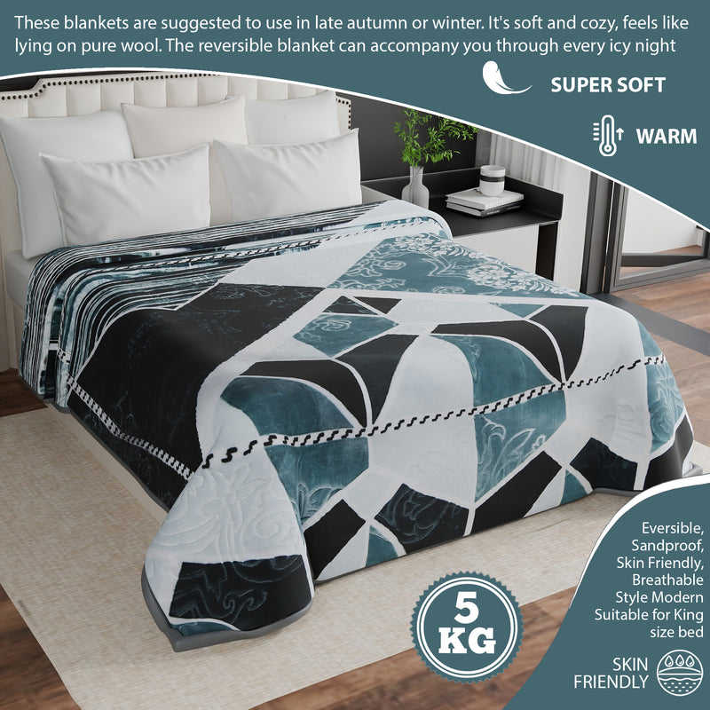 Luxury Modern Printed King Blanket 5 kg (Multi-Color)