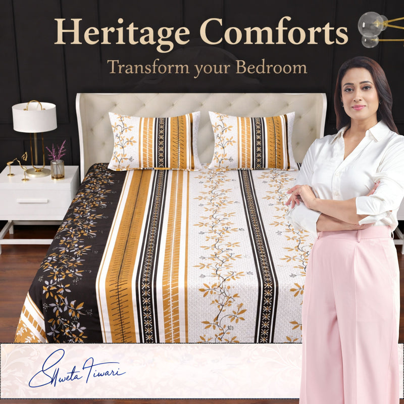 MAGICAL 240 TC King Size Cotton Flat Bedsheet with 2 Pillow Covers (Multicolor)
