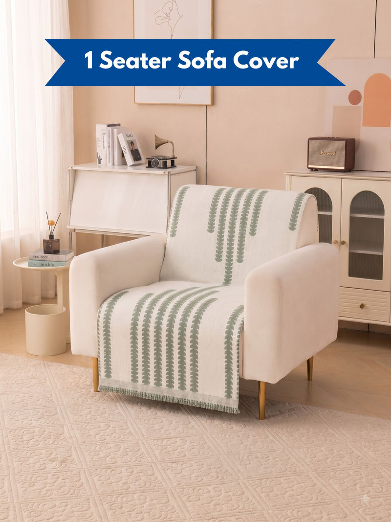 Luxury Modern Jacquard 1-Seater Sofa Runner Throw | Dust & Stain-Proof Single Armchair Protector