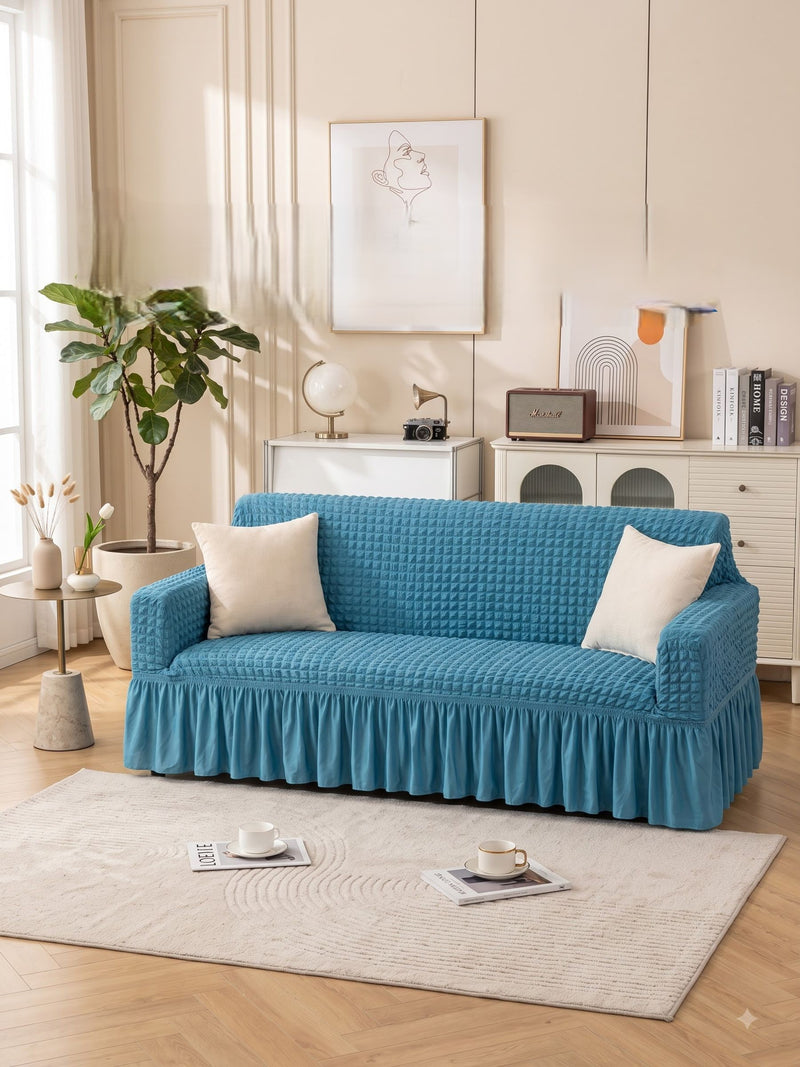 Teal Blue 3 Seater Stretchable Sofa Cover | Premium Fitted Sofa Cover | Magic In Home