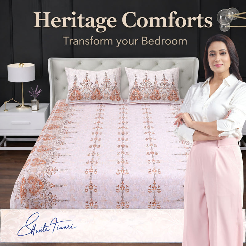 MAGICAL 240 TC King Size Cotton Flat Bedsheet with 2 Pillow Covers (Multicolor)