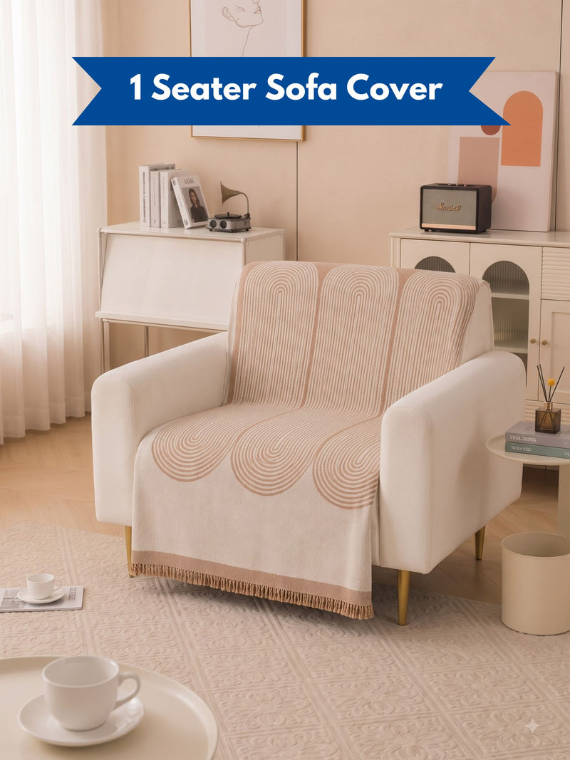 Luxury Aesthetic Boho Arch 1-Seater Sofa Runner Throw | Dust & Stain-Proof Single Armchair Protector