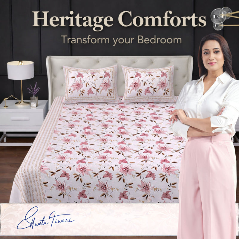 MAGICAL 240 TC King Size Cotton Flat Bedsheet with 2 Pillow Covers (Multicolor)