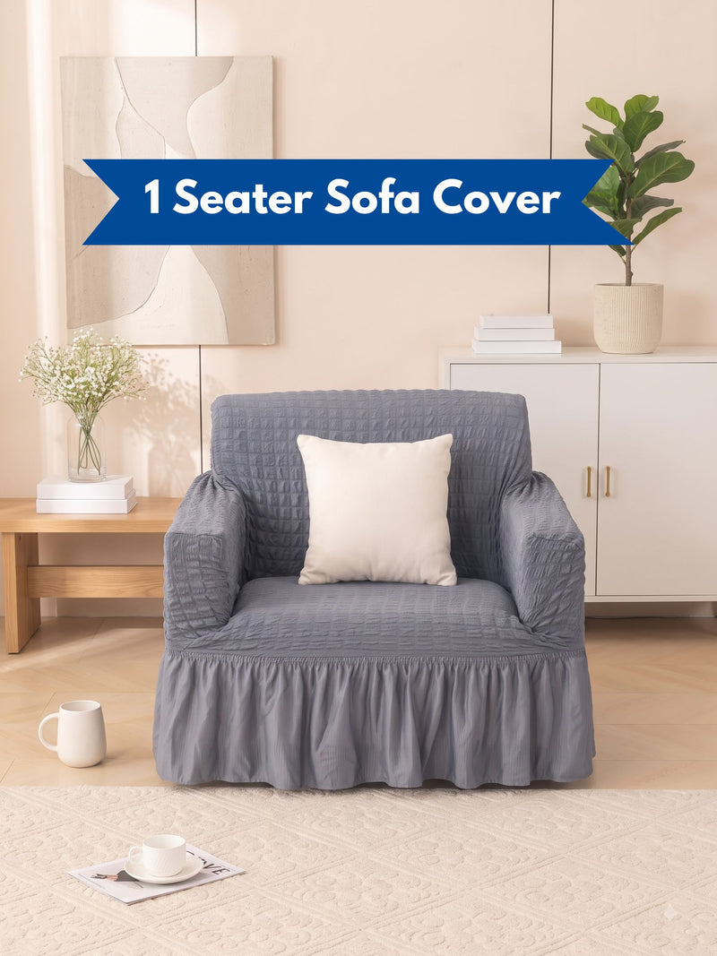 1 Seater Stretchable Sofa Cover | Premium Fitted Single Sofa Cover | Washable & Easy Fit