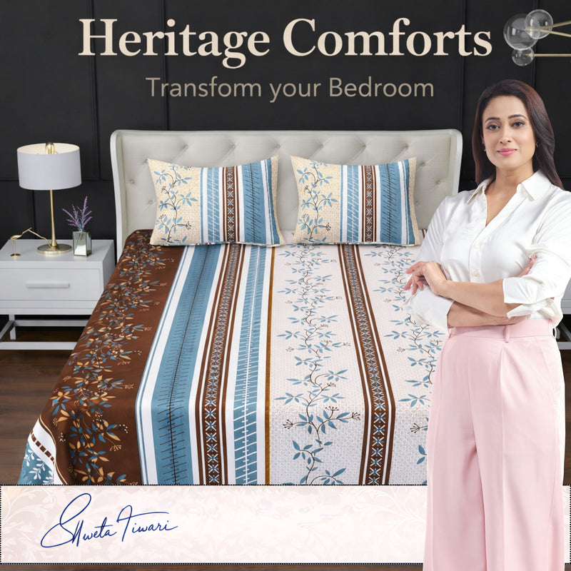 MAGICAL 240 TC King Size Cotton Flat Bedsheet with 2 Pillow Covers (Multicolor)