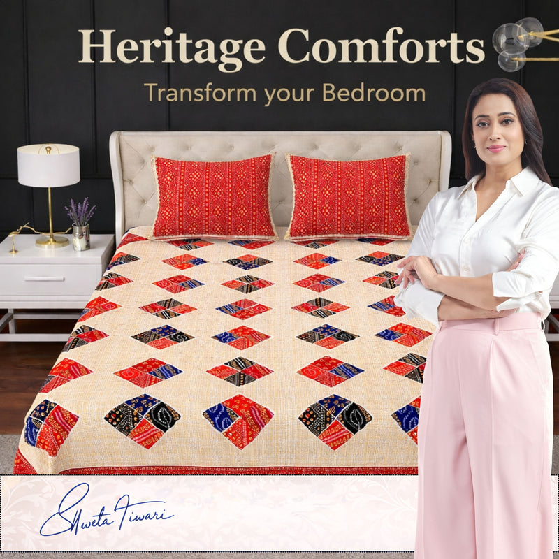 MAGICAL 240 TC King Size Cotton Flat Bedsheet with 2 Pillow Covers (Multicolor)