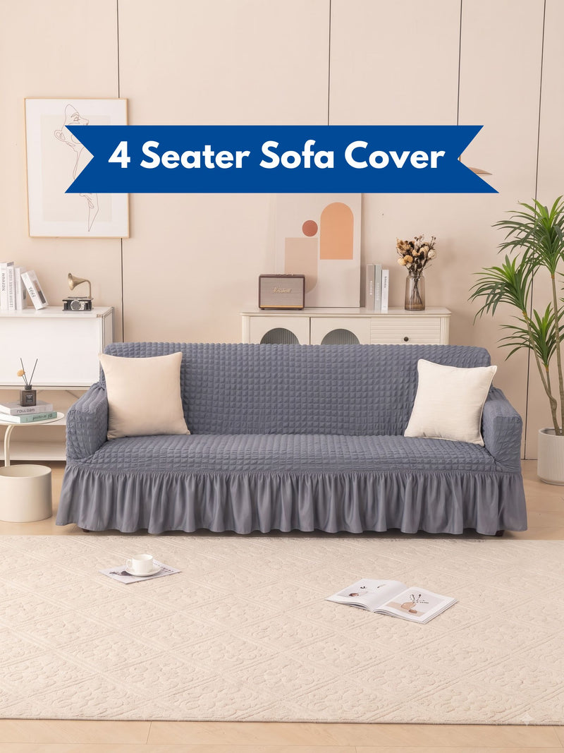 Dark Grey 4 Seater Stretchable Sofa Cover | Premium Fitted Sofa Cover | Magic In Home