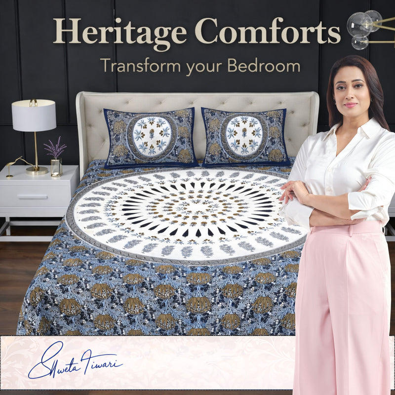 MAGICAL 240 TC King Size Cotton Flat Bedsheet with 2 Pillow Covers (Multicolor) (Copy) (Copy)