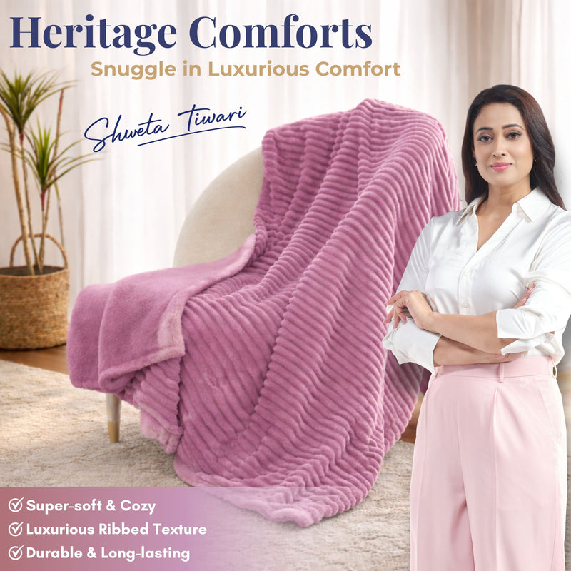 Heritage Luxurious Pencil Textured Blanket (Pink)