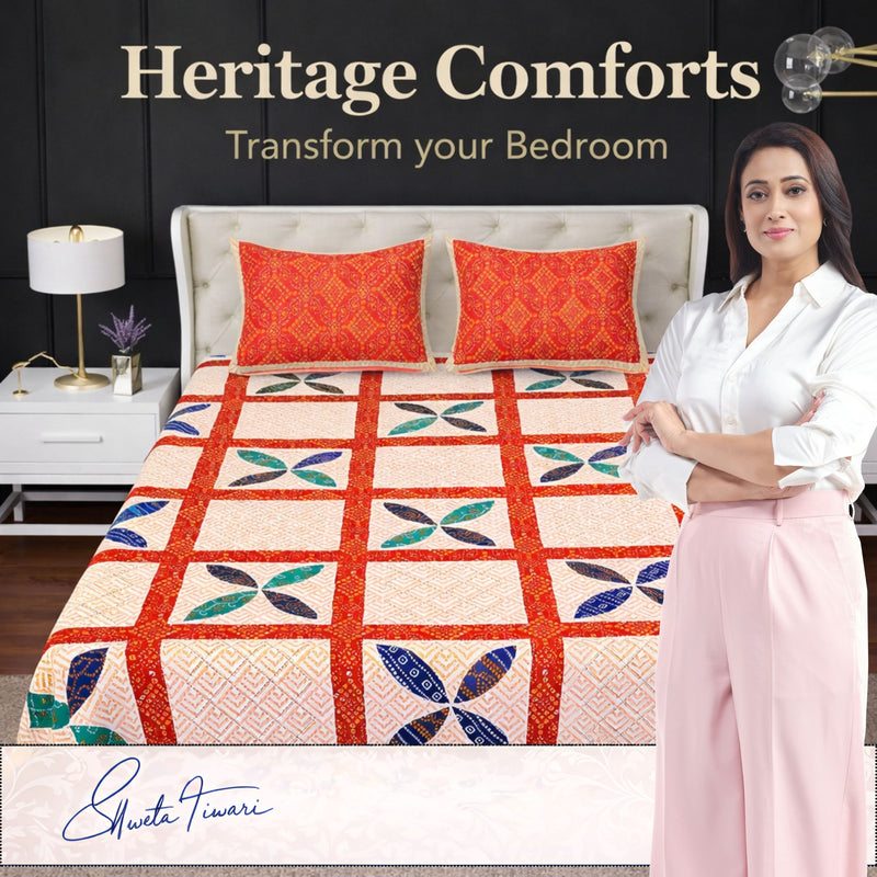 MAGICAL 240 TC King Size Cotton Flat Bedsheet with 2 Pillow Covers (Multicolor)