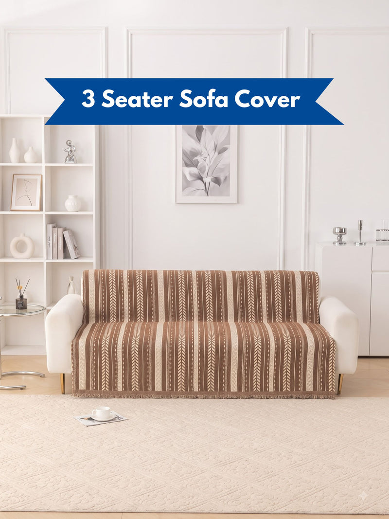 Luxury Ethnic Striped 3-Seater Sofa Runner Throw | Dust & Stain-Proof Couch Protector