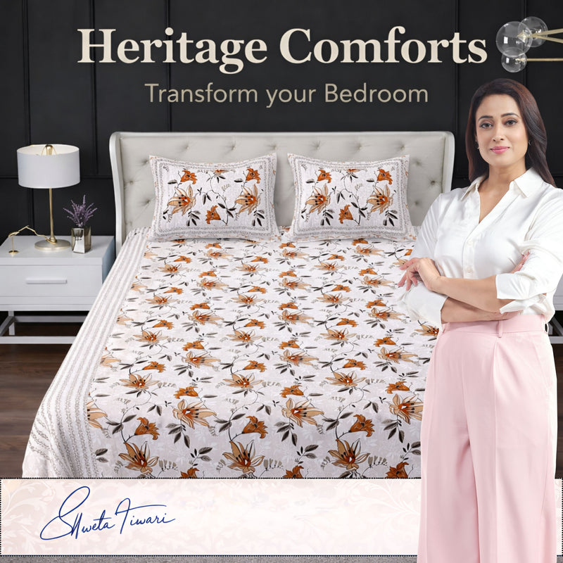 MAGICAL 240 TC King Size Cotton Flat Bedsheet with 2 Pillow Covers (Multicolor)