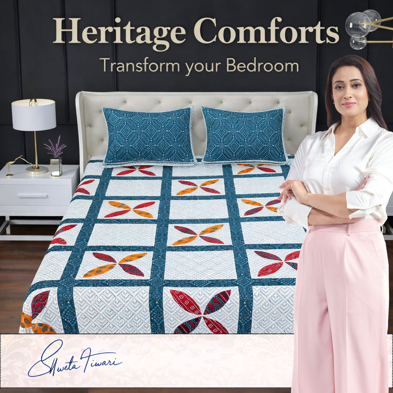 MAGICAL 240 TC King Size Cotton Flat Bedsheet with 2 Pillow Covers (Multicolor)