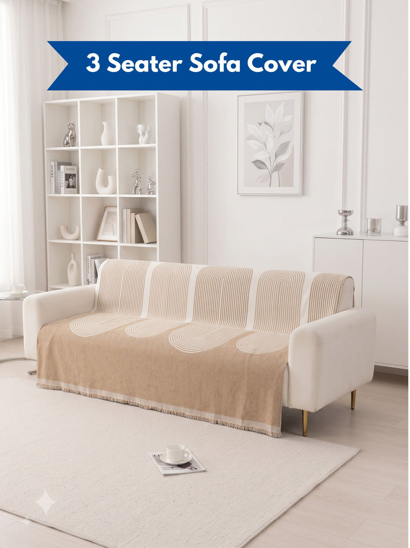 Luxury Aesthetic Boho Arch 3-Seater Sofa Runner Throw | Dust & Stain-Proof Couch Protector