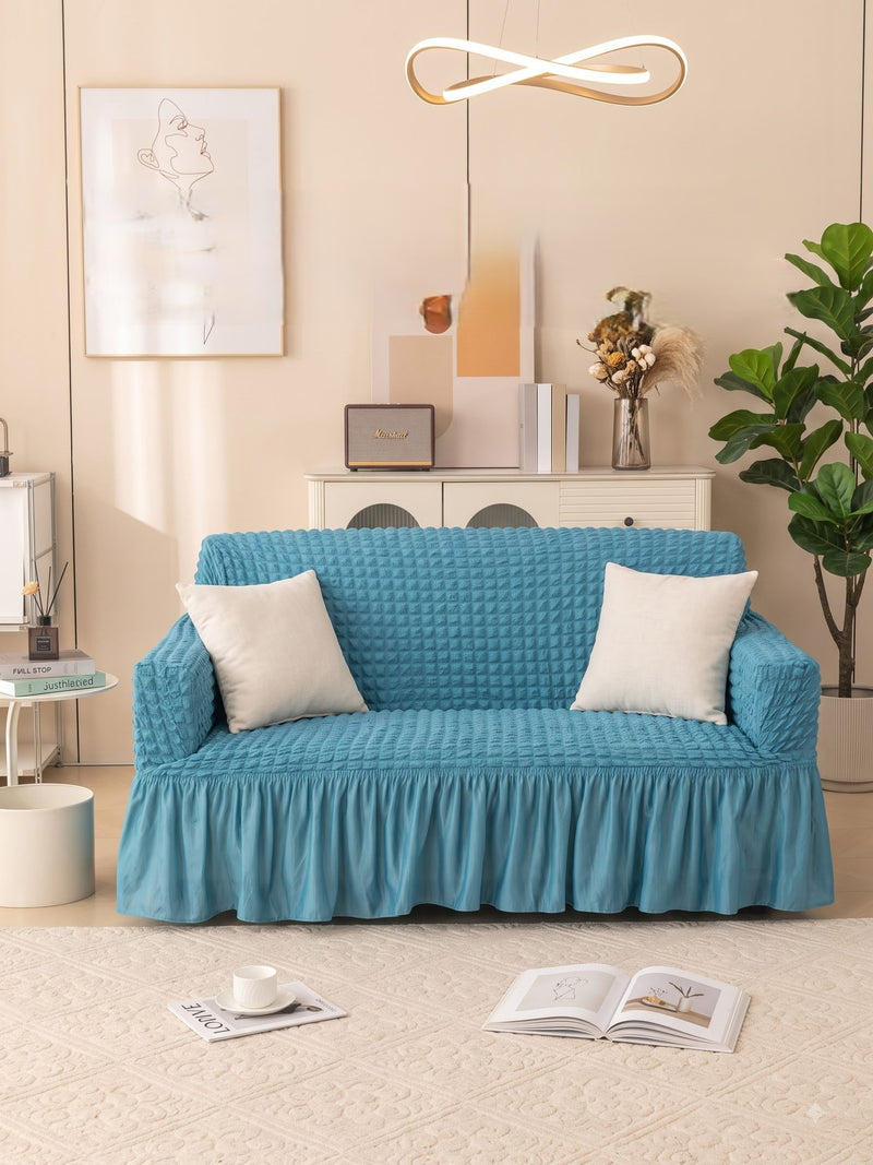 Teal Blue 2 Seater Stretchable Sofa Cover | Premium Fitted Sofa Cover | Magic In Home