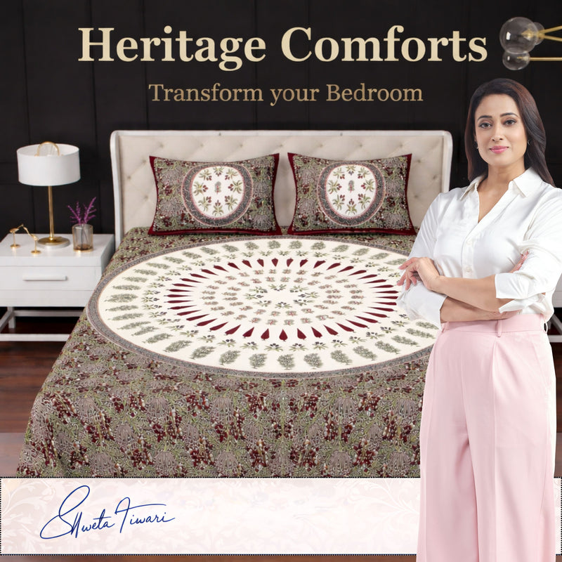 MAGICAL 240 TC King Size Cotton Flat Bedsheet with 2 Pillow Covers (Multicolor)