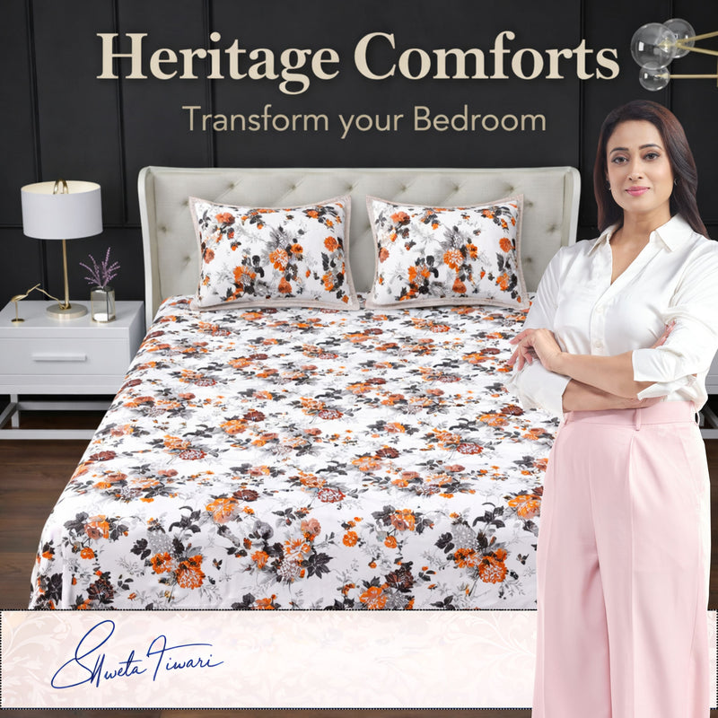 MAGICAL 240 TC King Size Cotton Flat Bedsheet with 2 Pillow Covers (Multicolor)